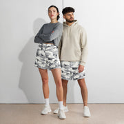 White Birch Monolith Winter CAMO Unisex Athletic Long Shorts
