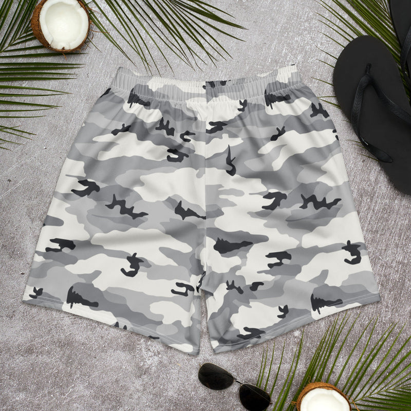 White Birch Monolith Winter CAMO Unisex Athletic Long Shorts