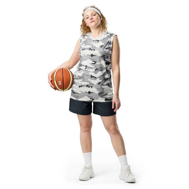 White Birch Monolith Winter CAMO Unisex Basketball Jersey
