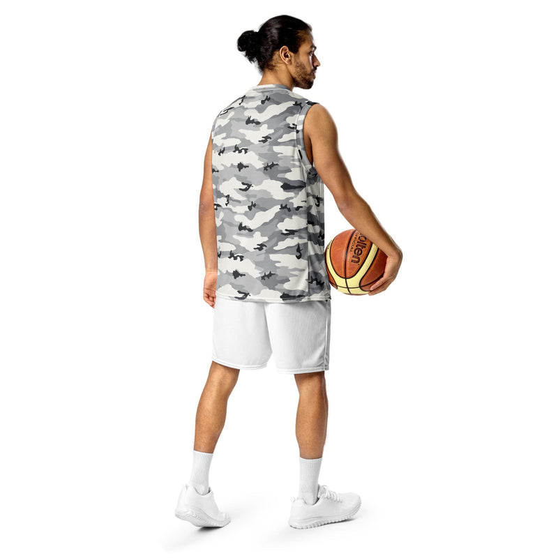 White Birch Monolith Winter CAMO Unisex Basketball Jersey