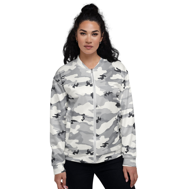 White Birch Monolith Winter CAMO Unisex Bomber Jacket
