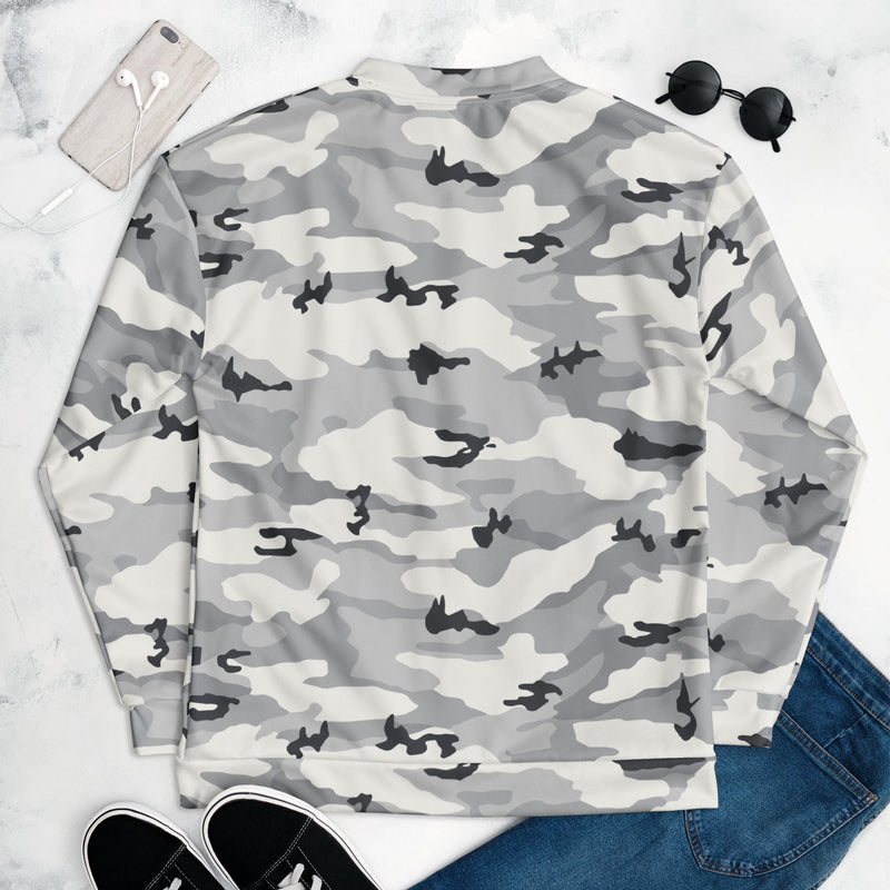White Birch Monolith Winter CAMO Unisex Bomber Jacket