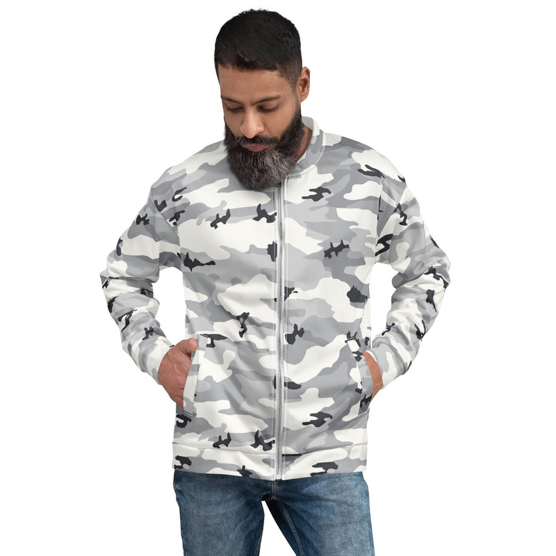 White Birch Monolith Winter CAMO Unisex Bomber Jacket