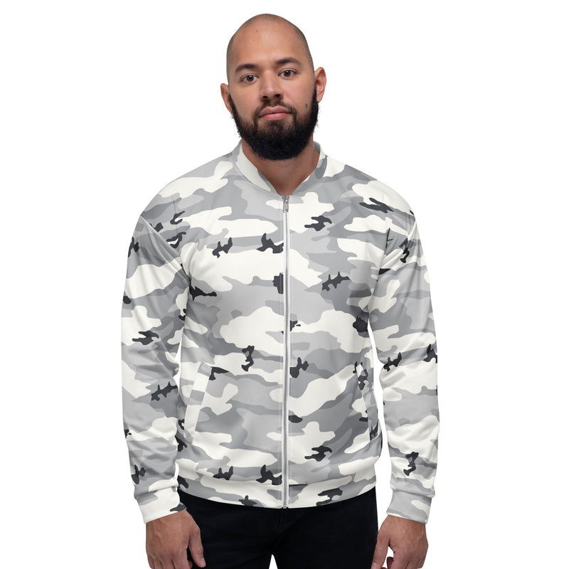 White Birch Monolith Winter CAMO Unisex Bomber Jacket