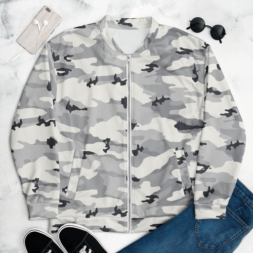 White Birch Monolith Winter CAMO Unisex Bomber Jacket - XS