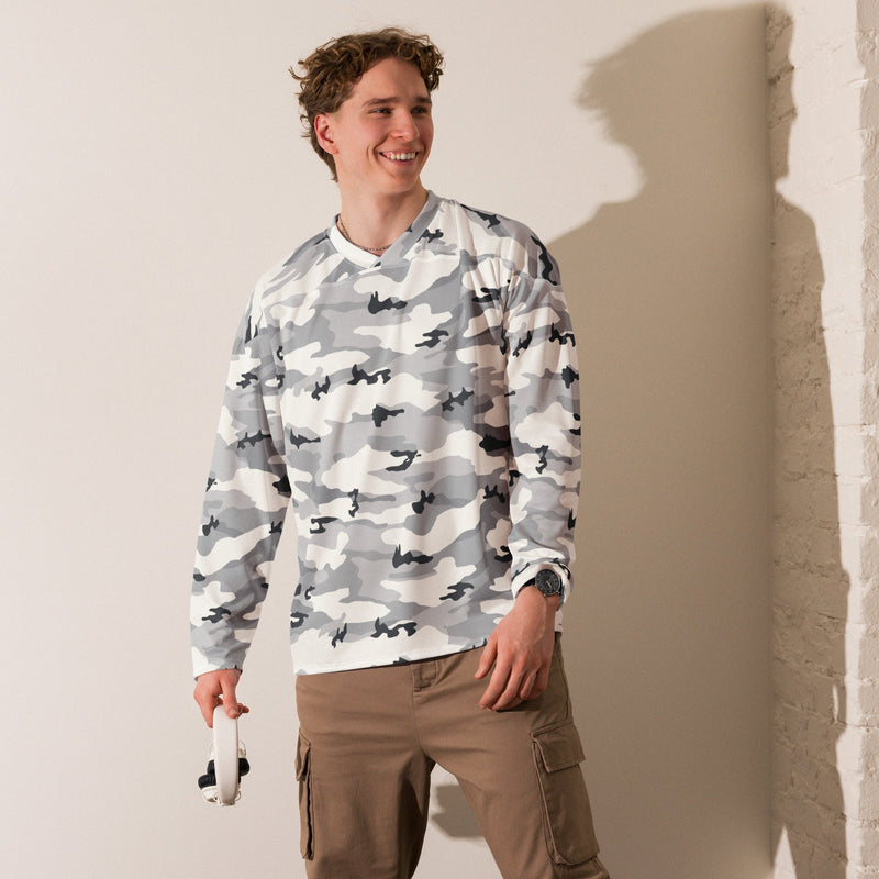White Birch Monolith Winter CAMO Unisex Hockey Fan Jersey