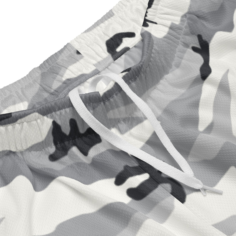 White Birch Monolith Winter CAMO Unisex Mesh Shorts