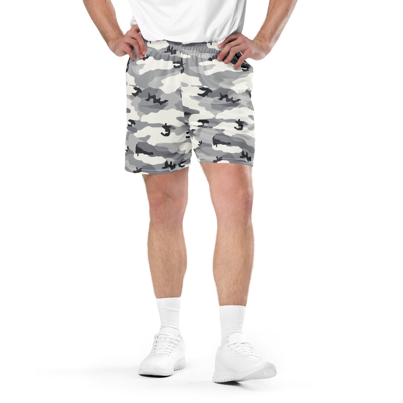 White Birch Monolith Winter CAMO Unisex Mesh Shorts
