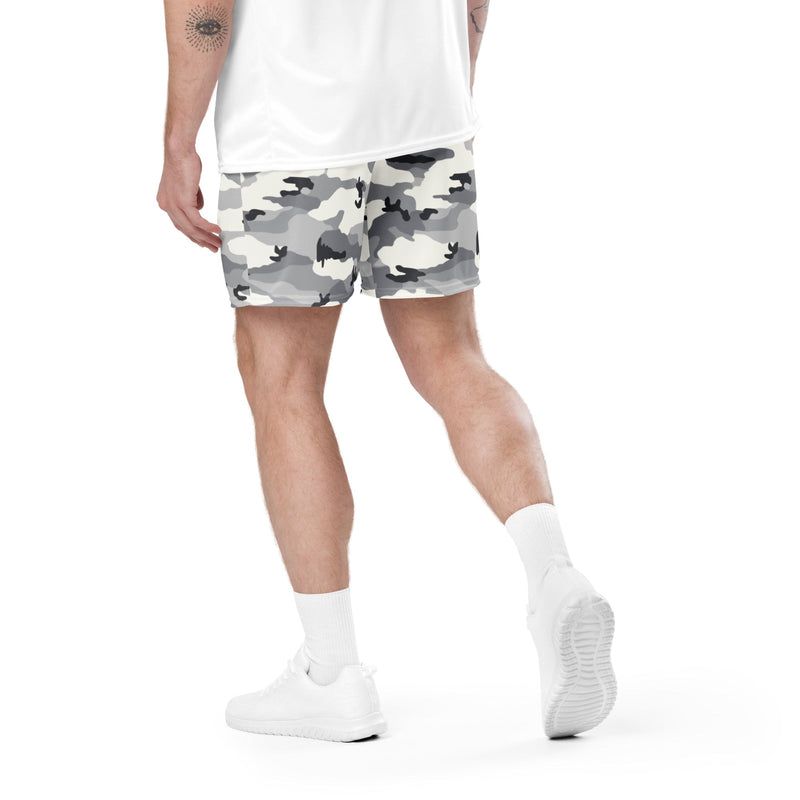 White Birch Monolith Winter CAMO Unisex Mesh Shorts