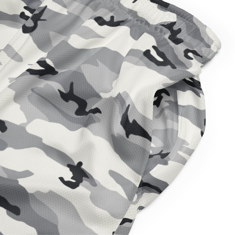 White Birch Monolith Winter CAMO Unisex Mesh Shorts
