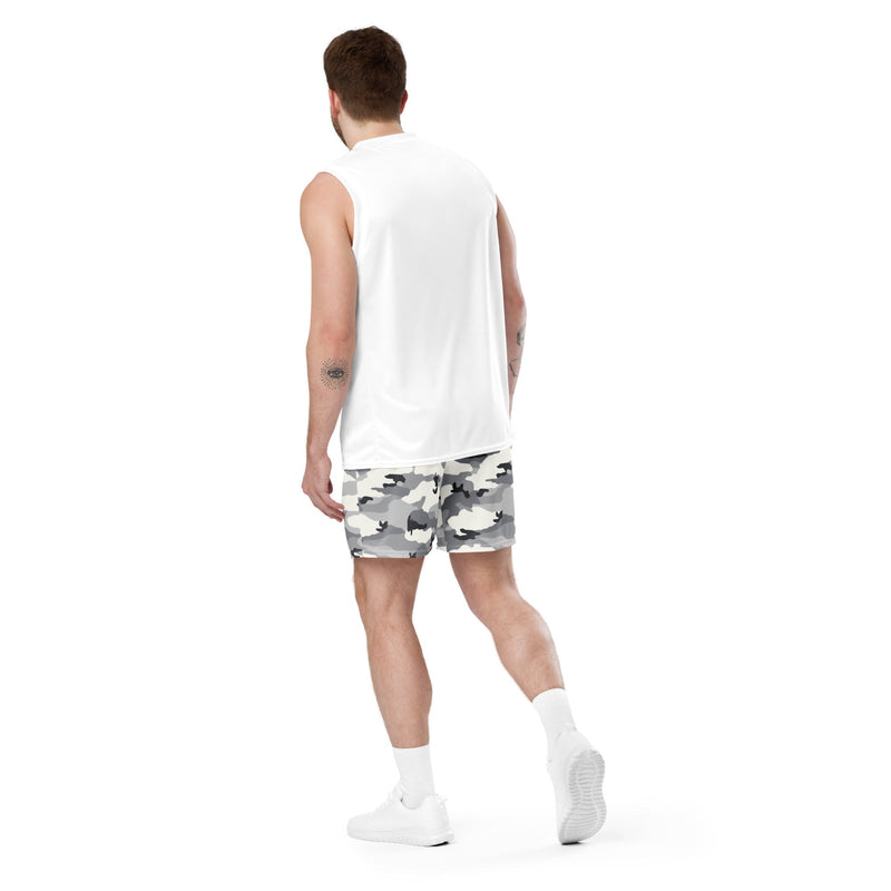 White Birch Monolith Winter CAMO Unisex Mesh Shorts