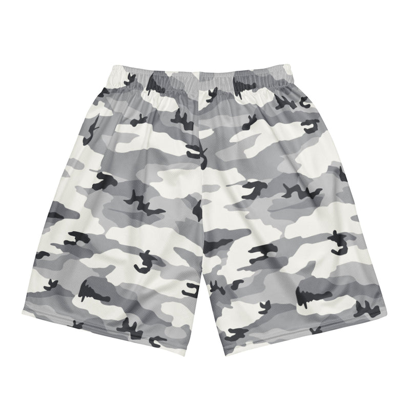 White Birch Monolith Winter CAMO Unisex Mesh Shorts