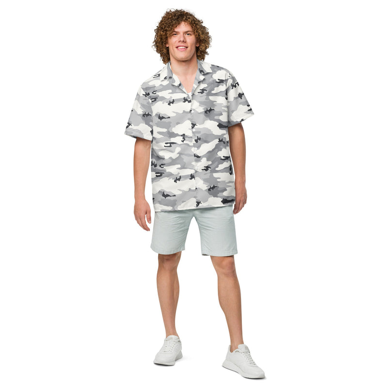 White Birch Monolith Winter CAMO Unisex Short-Sleeve Button Shirt - Button-Up