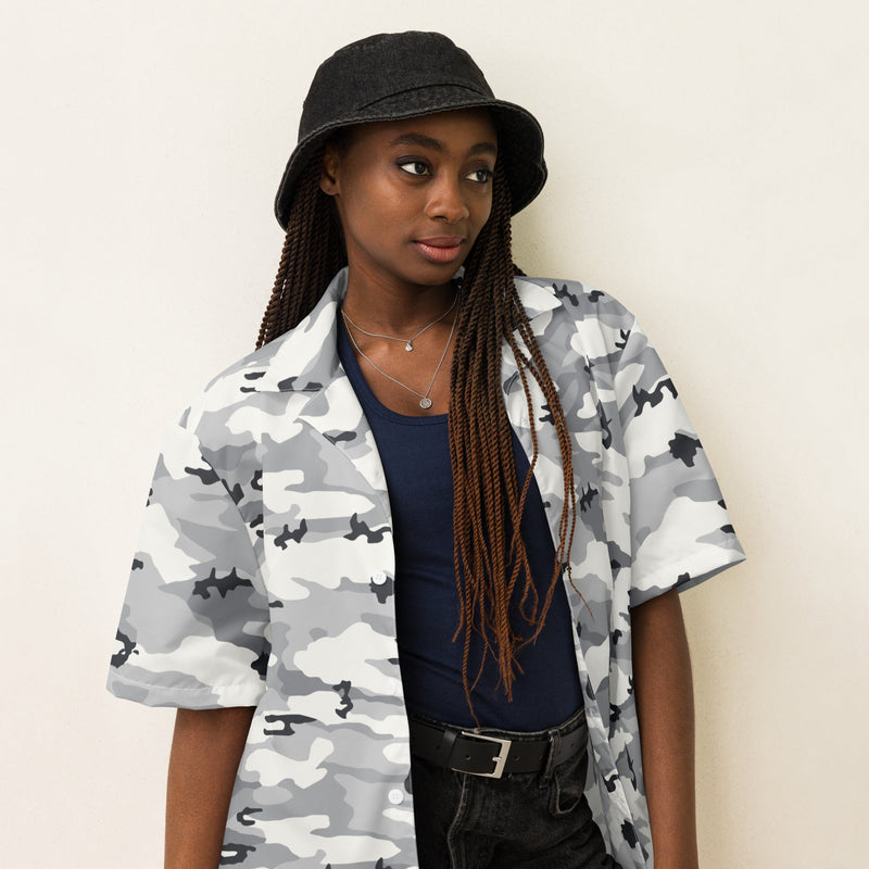 White Birch Monolith Winter CAMO Unisex Short-Sleeve Button Shirt - Button-Up