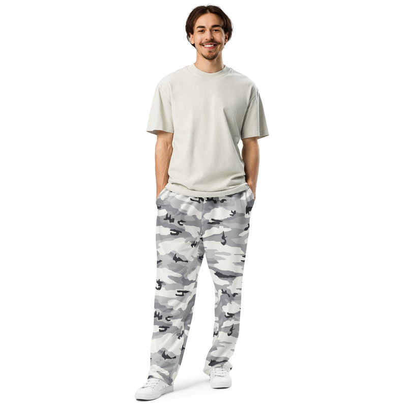 White Birch Monolith Winter CAMO Unisex Wide-Leg Joggers
