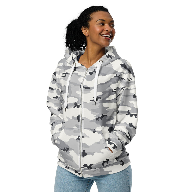 White Birch Monolith Winter CAMO Unisex Zip Hoodie