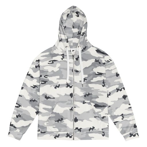 White Birch Monolith Winter CAMO Unisex Zip Hoodie - 2XS