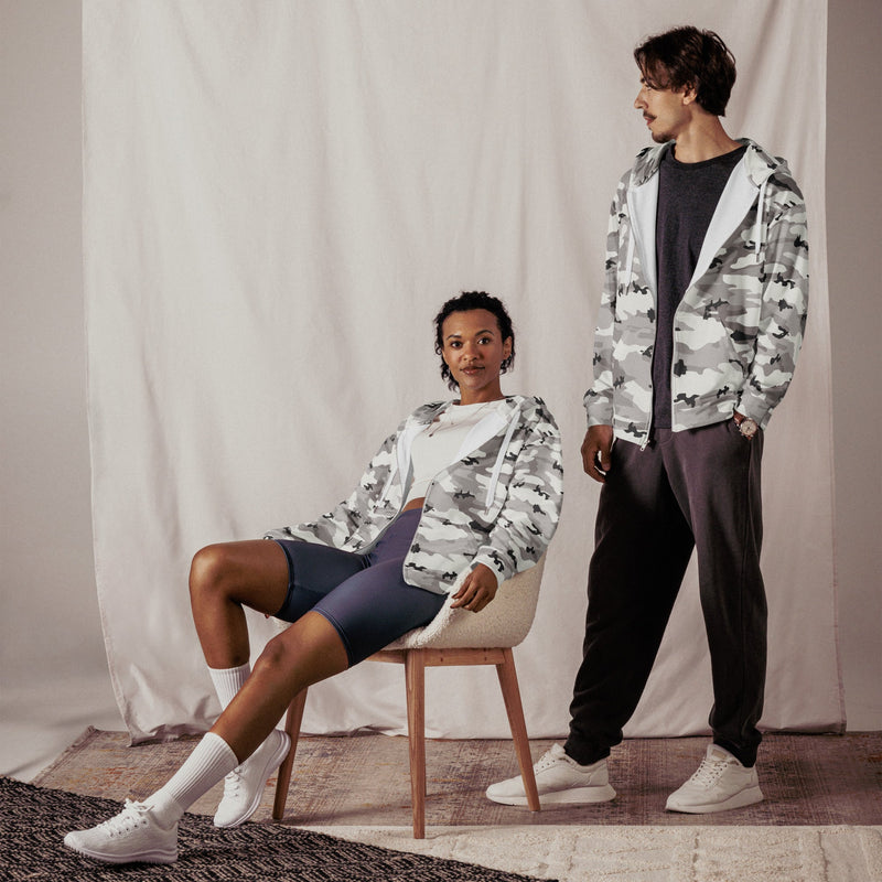 White Birch Monolith Winter CAMO Unisex Zip Hoodie