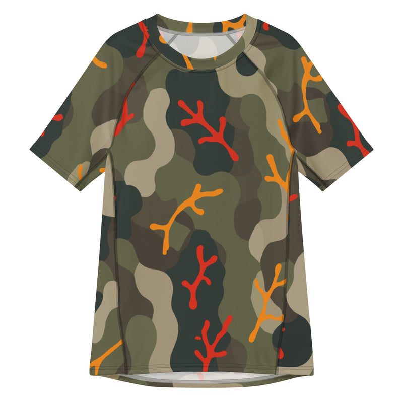 Woodland Coral Branch CAMO Mens Short-Sleeve Rash Guard - 2XS - SS