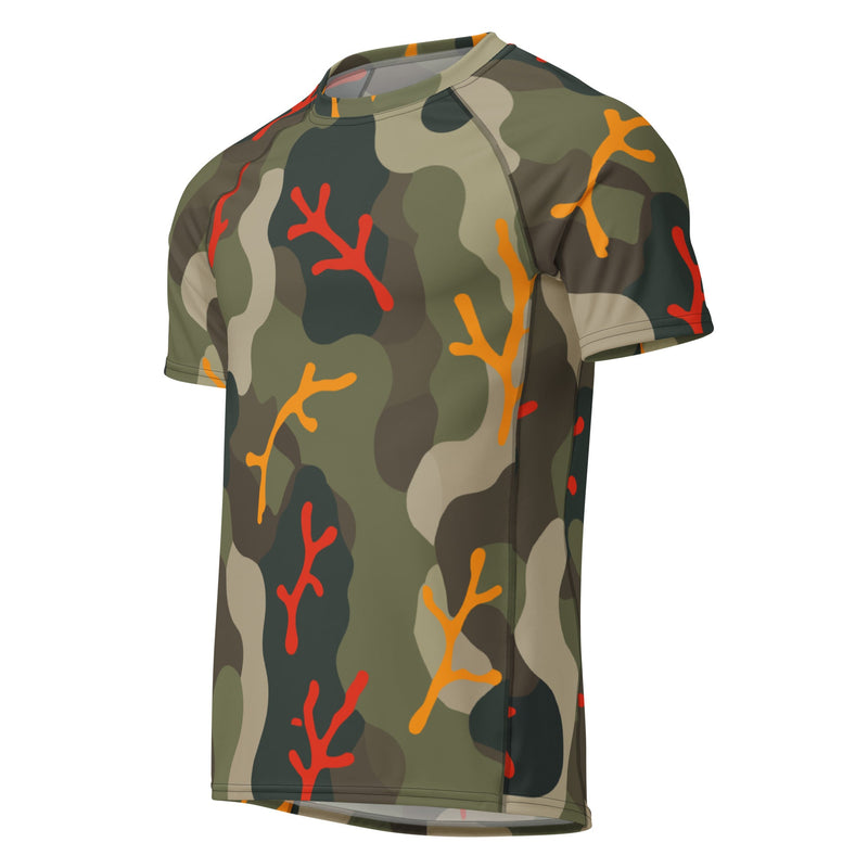 Woodland Coral Branch CAMO Mens Short-Sleeve Rash Guard - SS