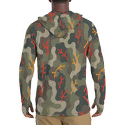 Woodland Coral Branch CAMO Mens Sunscreen Sports Hoodie With Thumb Holes
