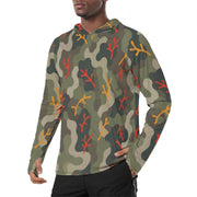 Woodland Coral Branch CAMO Mens Sunscreen Sports Hoodie With Thumb Holes - S / White