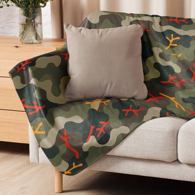 Woodland Coral Branch CAMO Sherpa Blanket