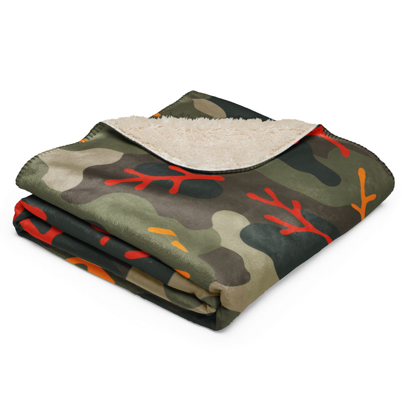 Woodland Coral Branch CAMO Sherpa Blanket