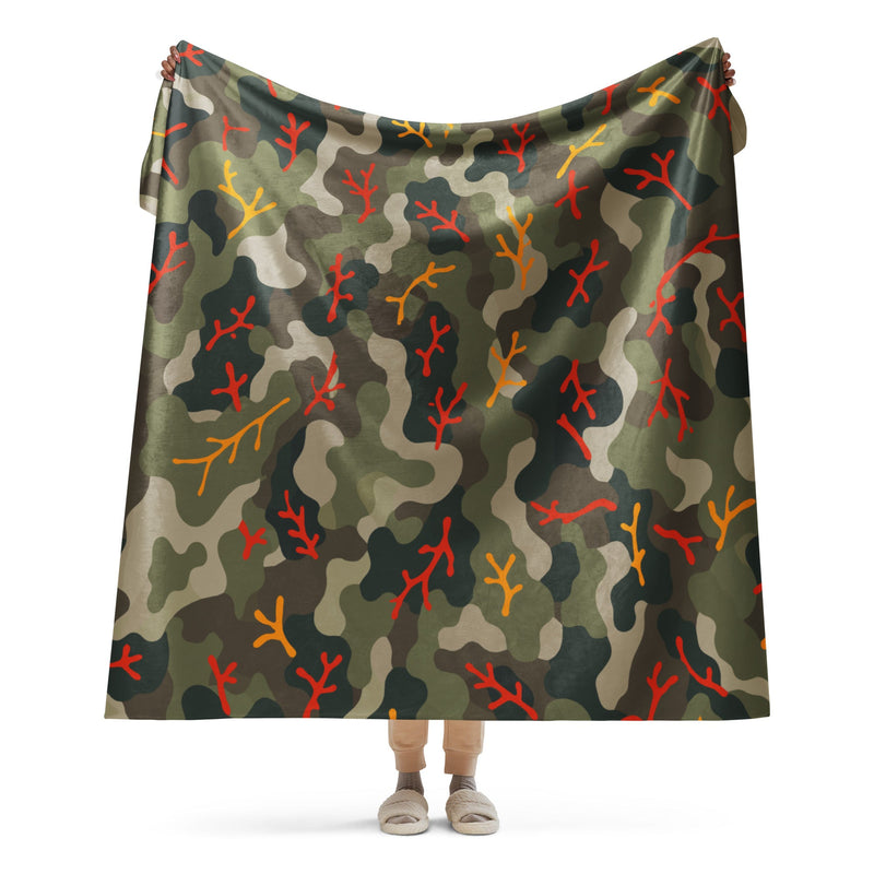 Woodland Coral Branch CAMO Sherpa Blanket - 60″×80″