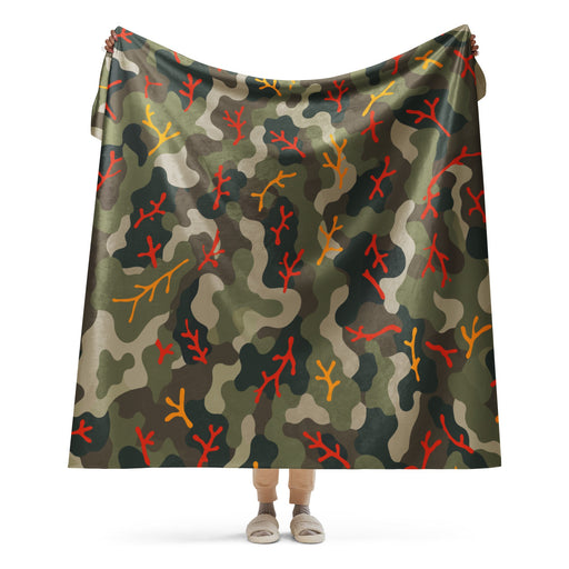 Woodland Coral Branch CAMO Sherpa Blanket - 60″×80″