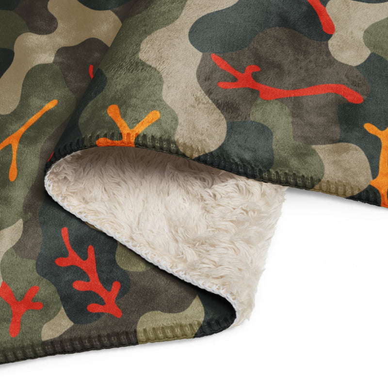 Woodland Coral Branch CAMO Sherpa Blanket