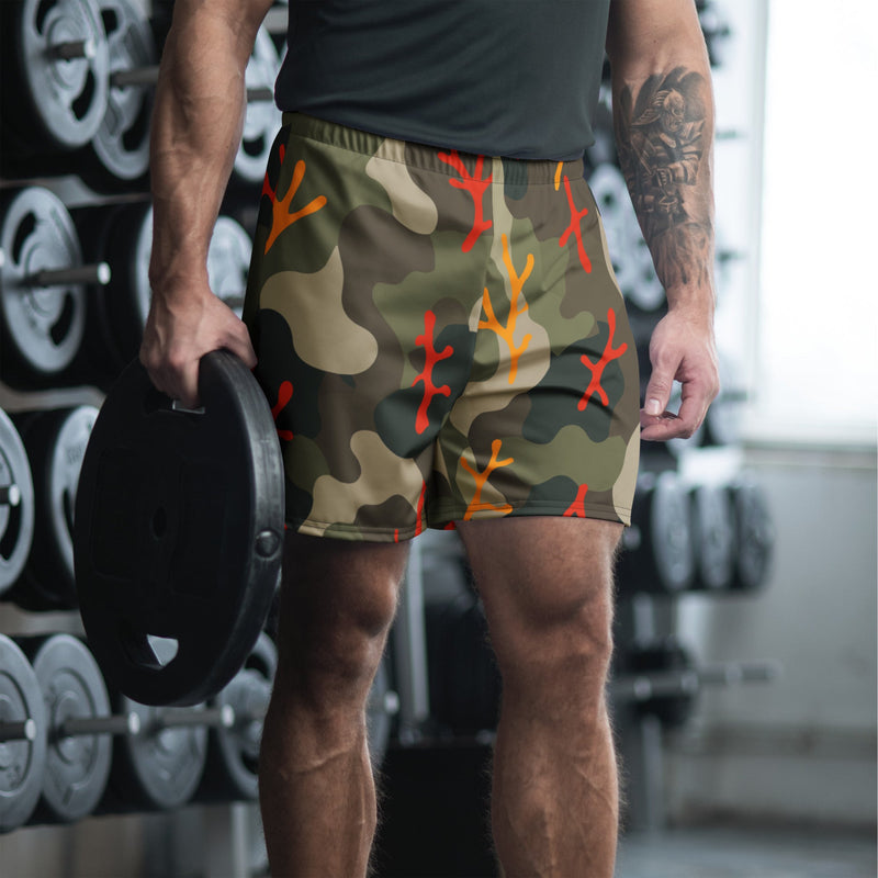 Woodland Coral Branch CAMO Unisex Athletic Long Shorts - 2XS