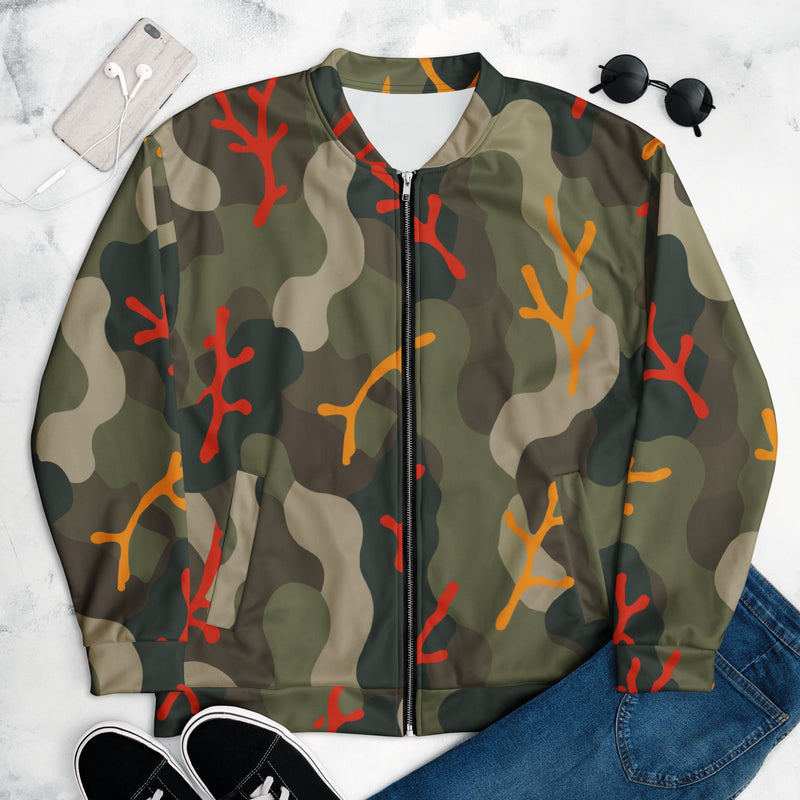Woodland Coral Branch CAMO Unisex Bomber Jacket - XS
