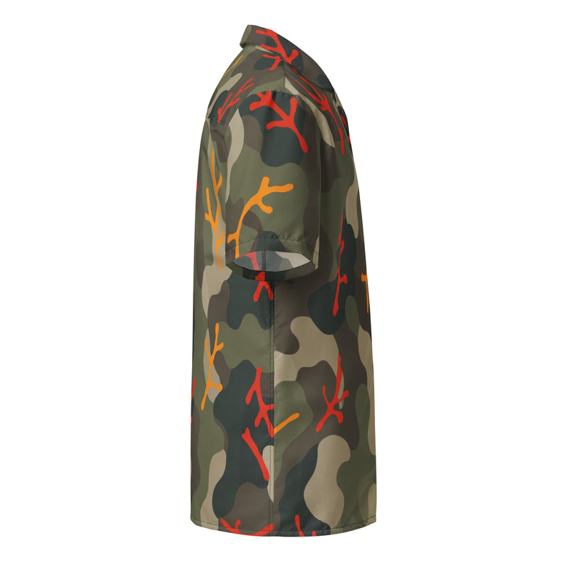 Woodland Coral Branch CAMO Unisex Short-Sleeve Button Shirt - Button-Up