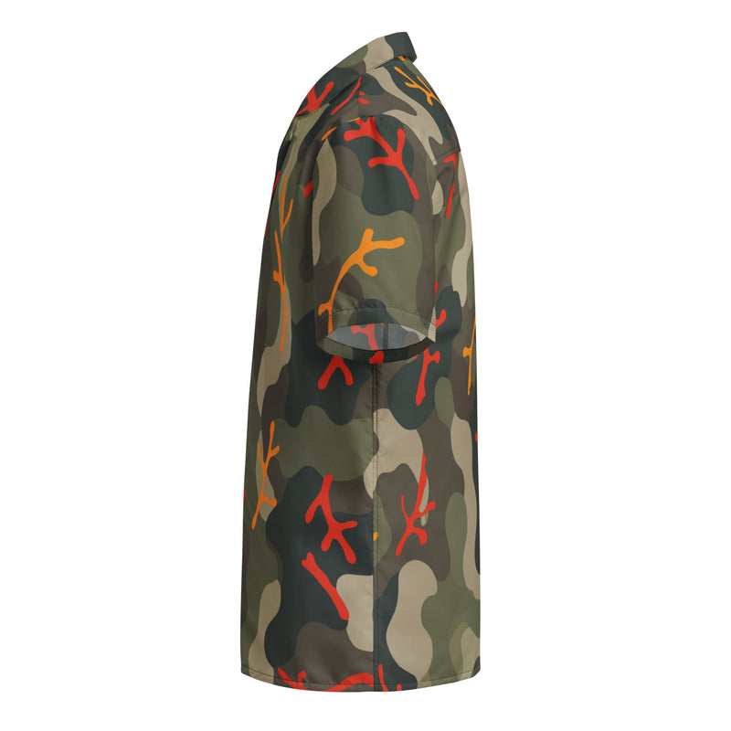 Woodland Coral Branch CAMO Unisex Short-Sleeve Button Shirt - Button-Up