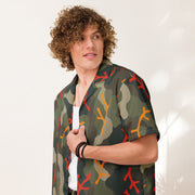 Woodland Coral Branch CAMO Unisex Short-Sleeve Button Shirt - 2XS - Button-Up