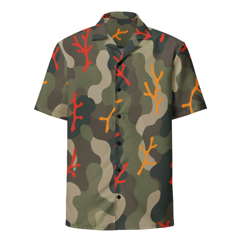 Woodland Coral Branch CAMO Unisex Short-Sleeve Button Shirt - Button-Up