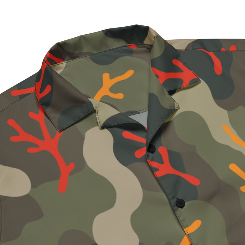 Woodland Coral Branch CAMO Unisex Short-Sleeve Button Shirt - Button-Up