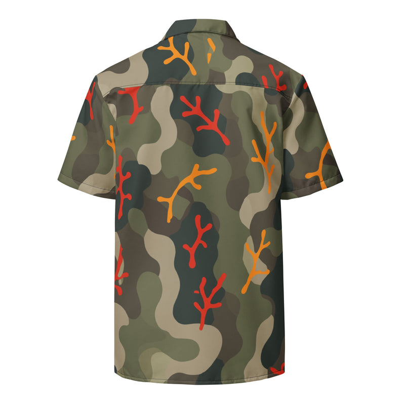 Woodland Coral Branch CAMO Unisex Short-Sleeve Button Shirt - Button-Up