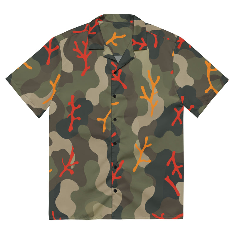 Woodland Coral Branch CAMO Unisex Short-Sleeve Button Shirt - Button-Up