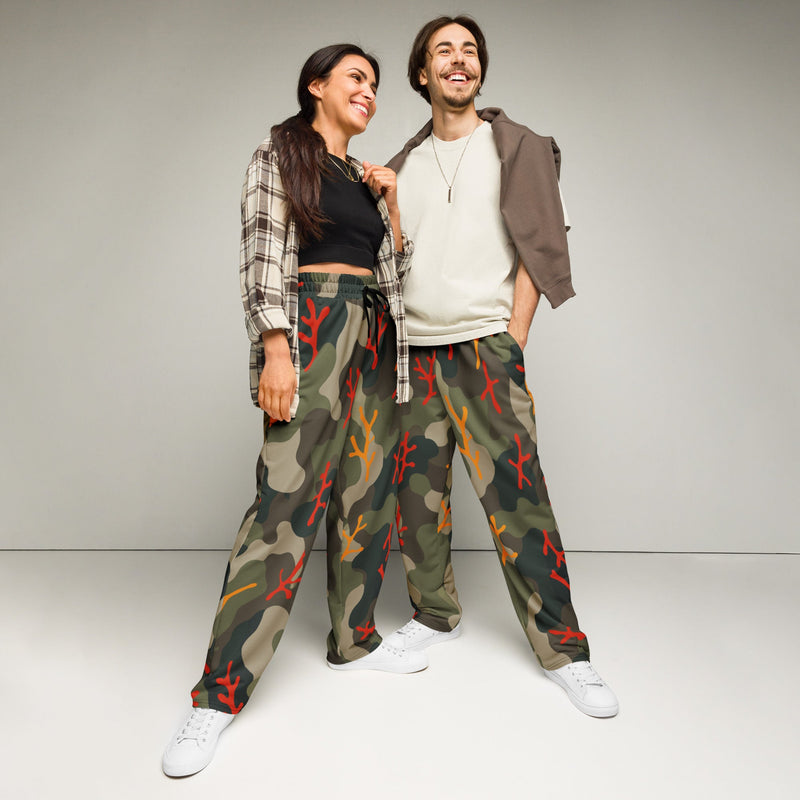 Woodland Coral Branch CAMO Unisex Wide-Leg Joggers - 2XS