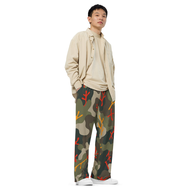 Woodland Coral Branch CAMO Unisex Wide-Leg Leisure Pants - Pant