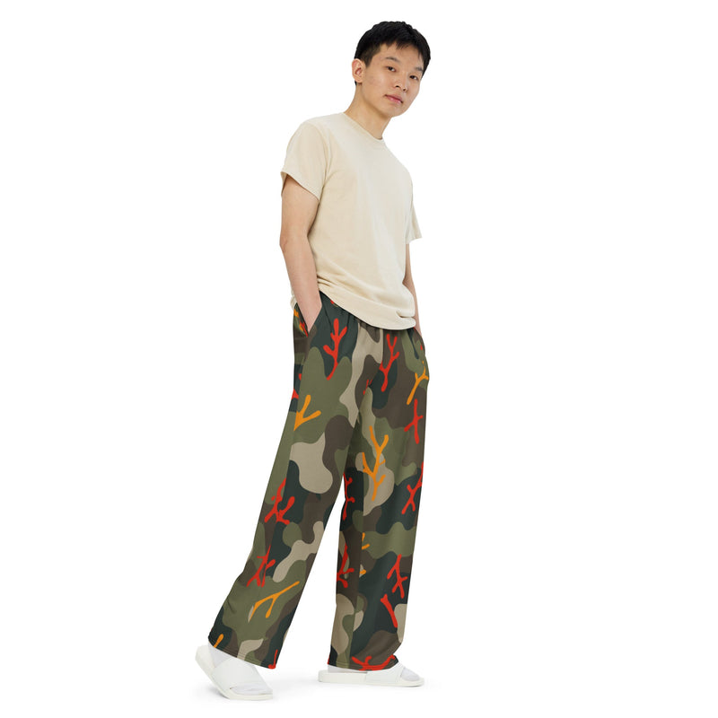 Woodland Coral Branch CAMO Unisex Wide-Leg Leisure Pants - Pant