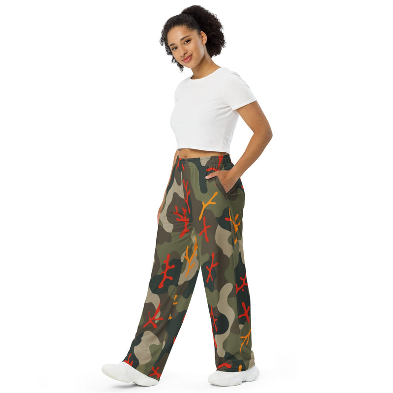 Woodland Coral Branch CAMO Unisex Wide-Leg Leisure Pants - Pant