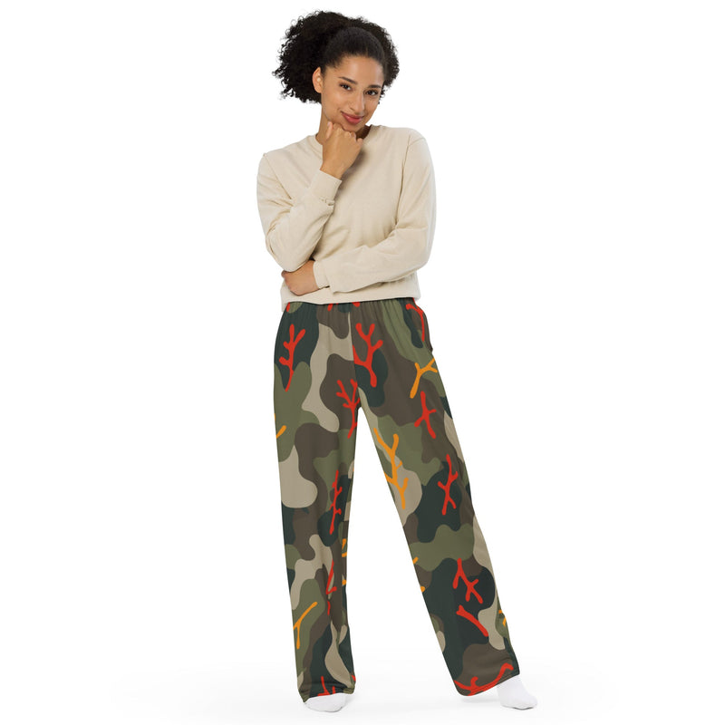 Woodland Coral Branch CAMO Unisex Wide-Leg Leisure Pants - Pant