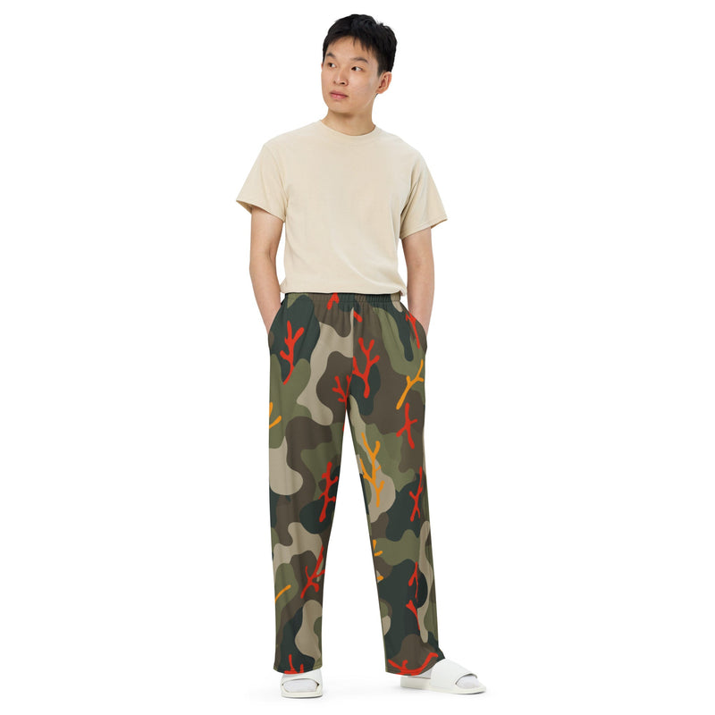 Woodland Coral Branch CAMO Unisex Wide-Leg Leisure Pants - Pant