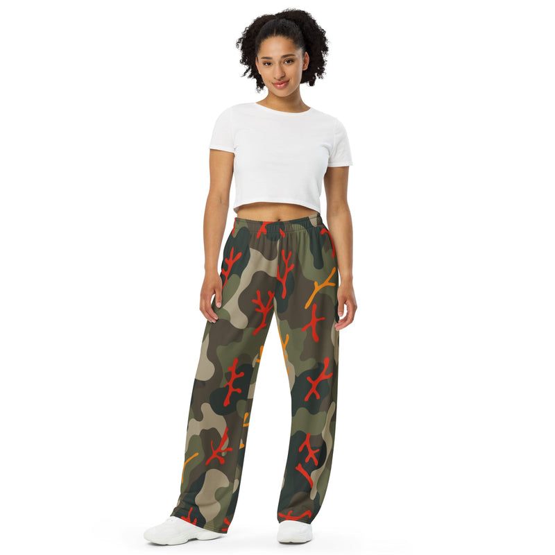 Woodland Coral Branch CAMO Unisex Wide-Leg Leisure Pants - Pant