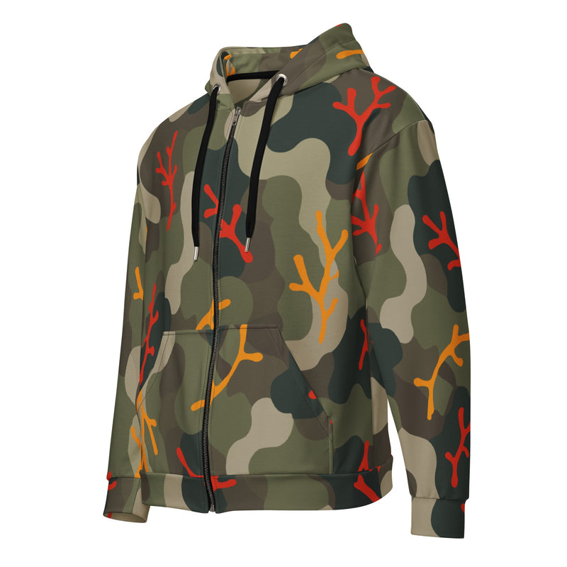 Woodland Coral Branch CAMO Unisex Zip Hoodie