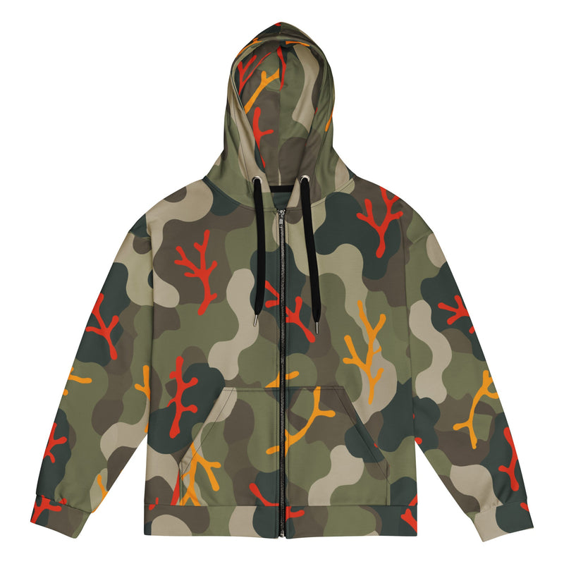 Woodland Coral Branch CAMO Unisex Zip Hoodie - 2XS