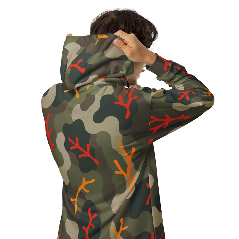 Woodland Coral Branch CAMO Unisex Zip Hoodie